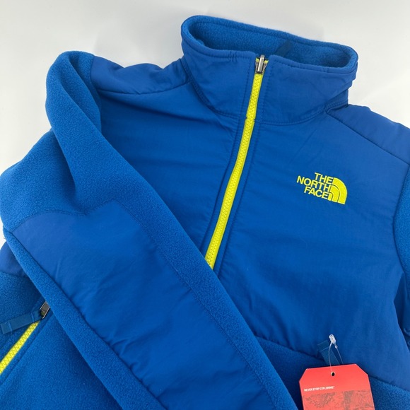 The North Face Boy's Full Zip Denali Fleece Jacket Blue/Yellow  M 10 12 NEW - Picture 1 of 6